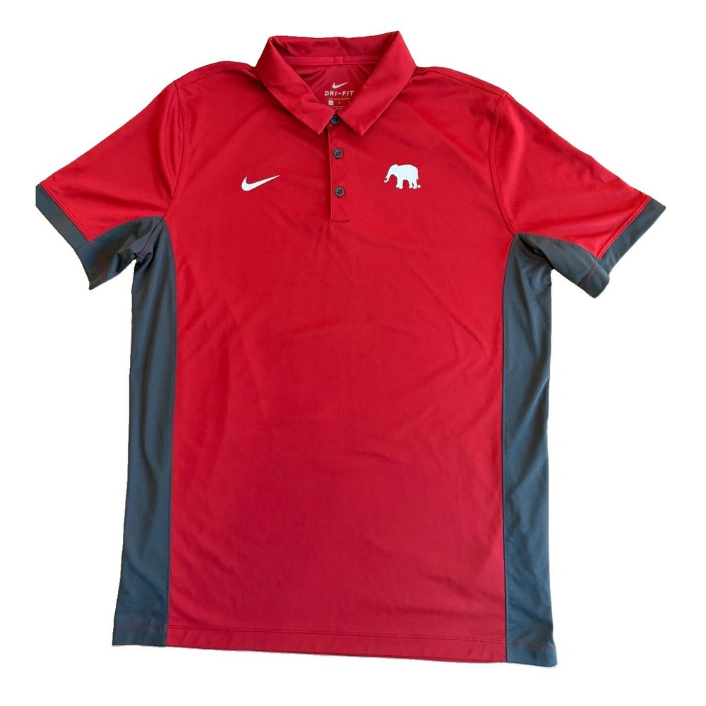 Nike Alabama Crimson Tide Mens Large Dri Fit Polo Apparel Performance Elephant